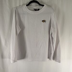 Missouri Tigers Sweater Women's Medium WHite Ribbed Long Sleeve Gear for Sports